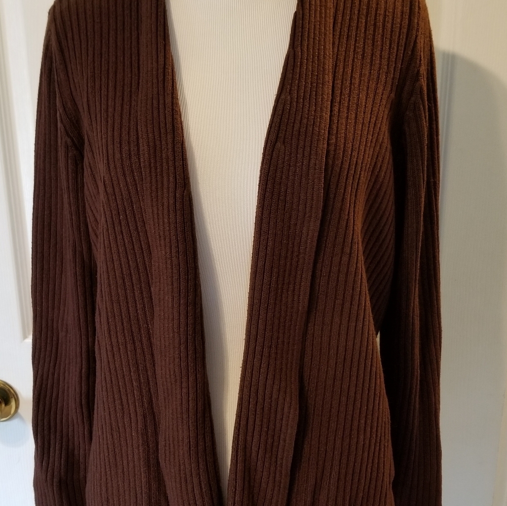 Women's rib knit style chocolate brown sweater